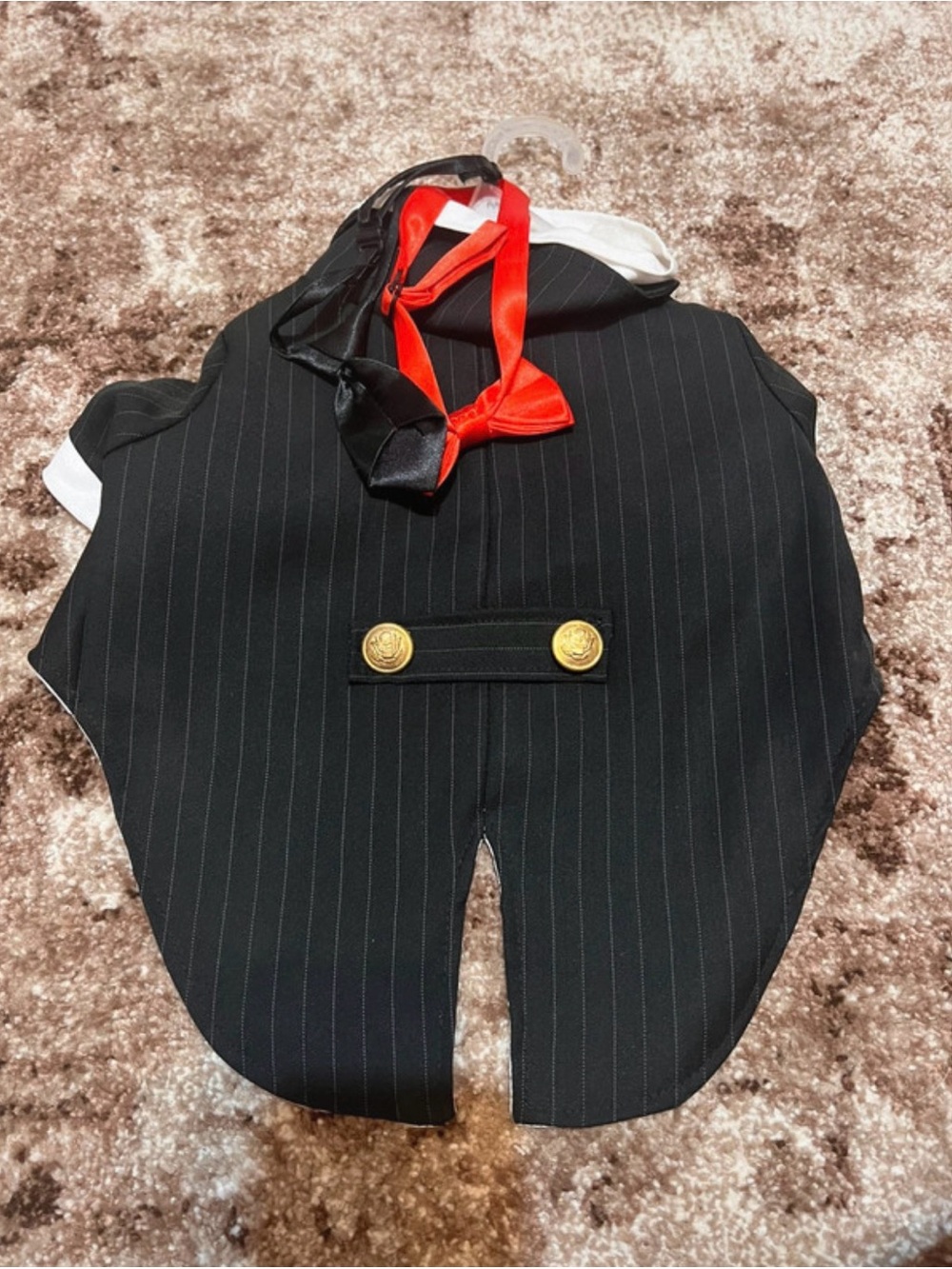 Men's Black Pinstripe Blazer Jacket with Red & Black Accent